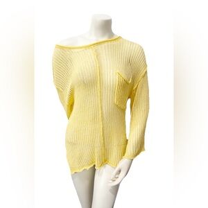 POL Yellow Lightweight Knit Sweater Boho Beach Oversized Cover Up Size S